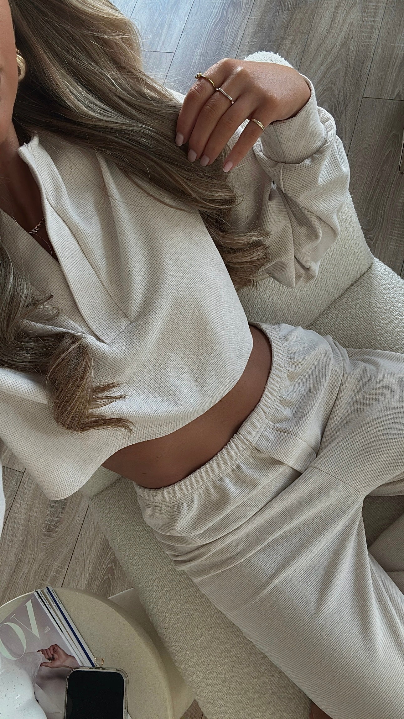 Waffle Lounge Set Tracksuit - Stone