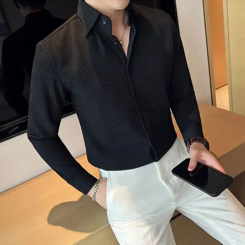 Male Shirts Green Plain Men's Shirt
