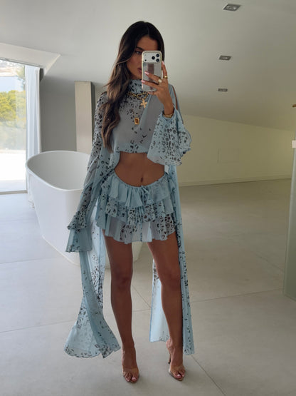 Rhode Ruffle Shorts/Cape Co-Ord - Blue