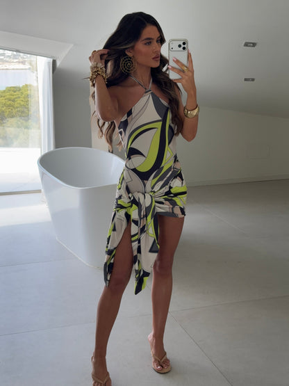 Rio Bodysuit/Sarong Co-Ord - Green Print