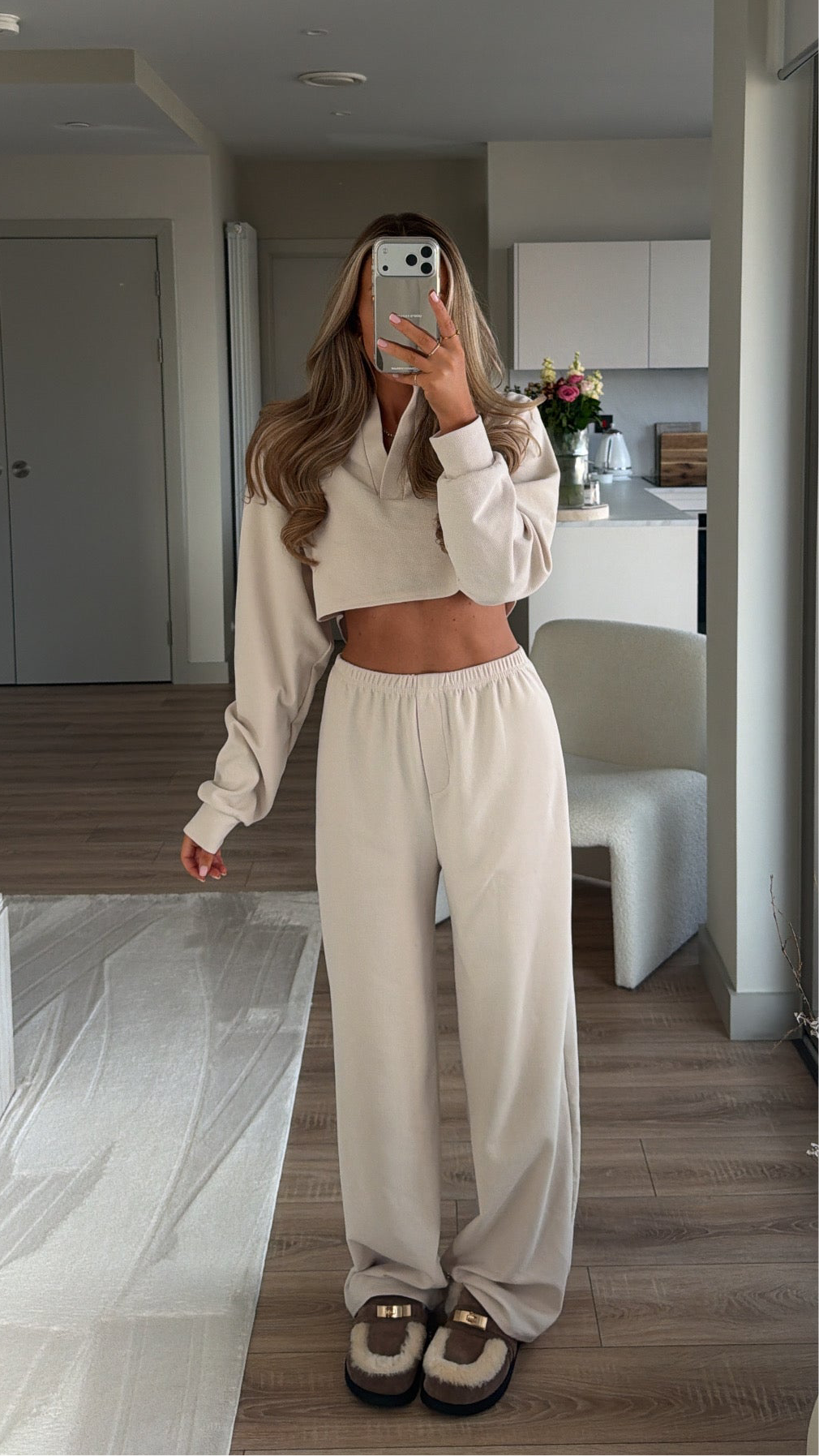 Waffle Lounge Set Tracksuit - Stone