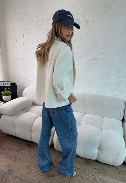 Oversized Boxy Fit Blazer - Cream
