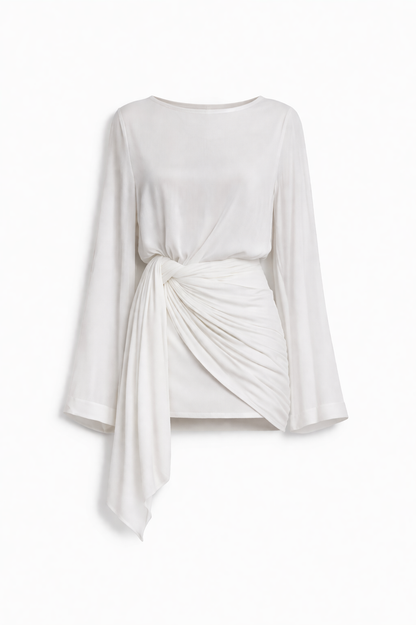 Amante Long Sleeve Wrap Dress and Sarong Co-Ord - Ivory