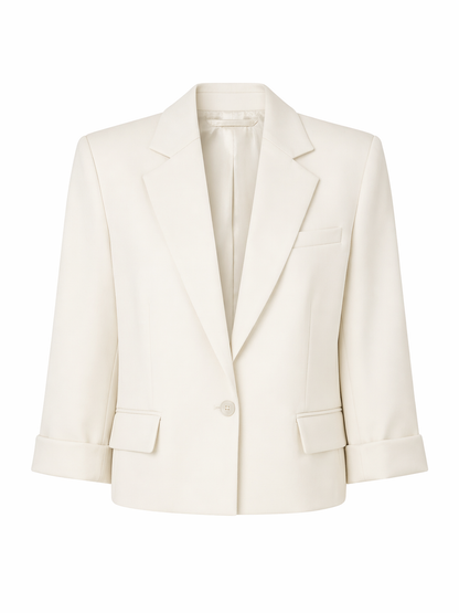 Oversized Boxy Fit Blazer - Cream