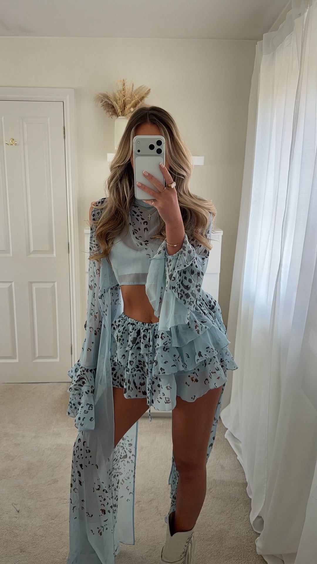Rhode Ruffle Shorts/Cape Co-Ord - Blue