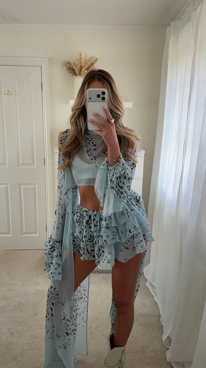 Rhode Ruffle Shorts/Cape Co-Ord - Blue