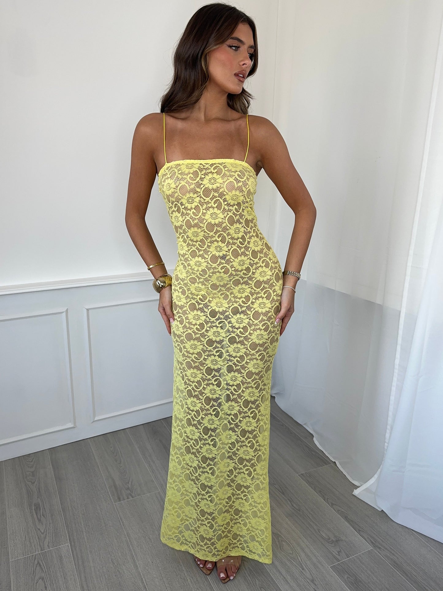 Sorrento Lace Dress - Lemon