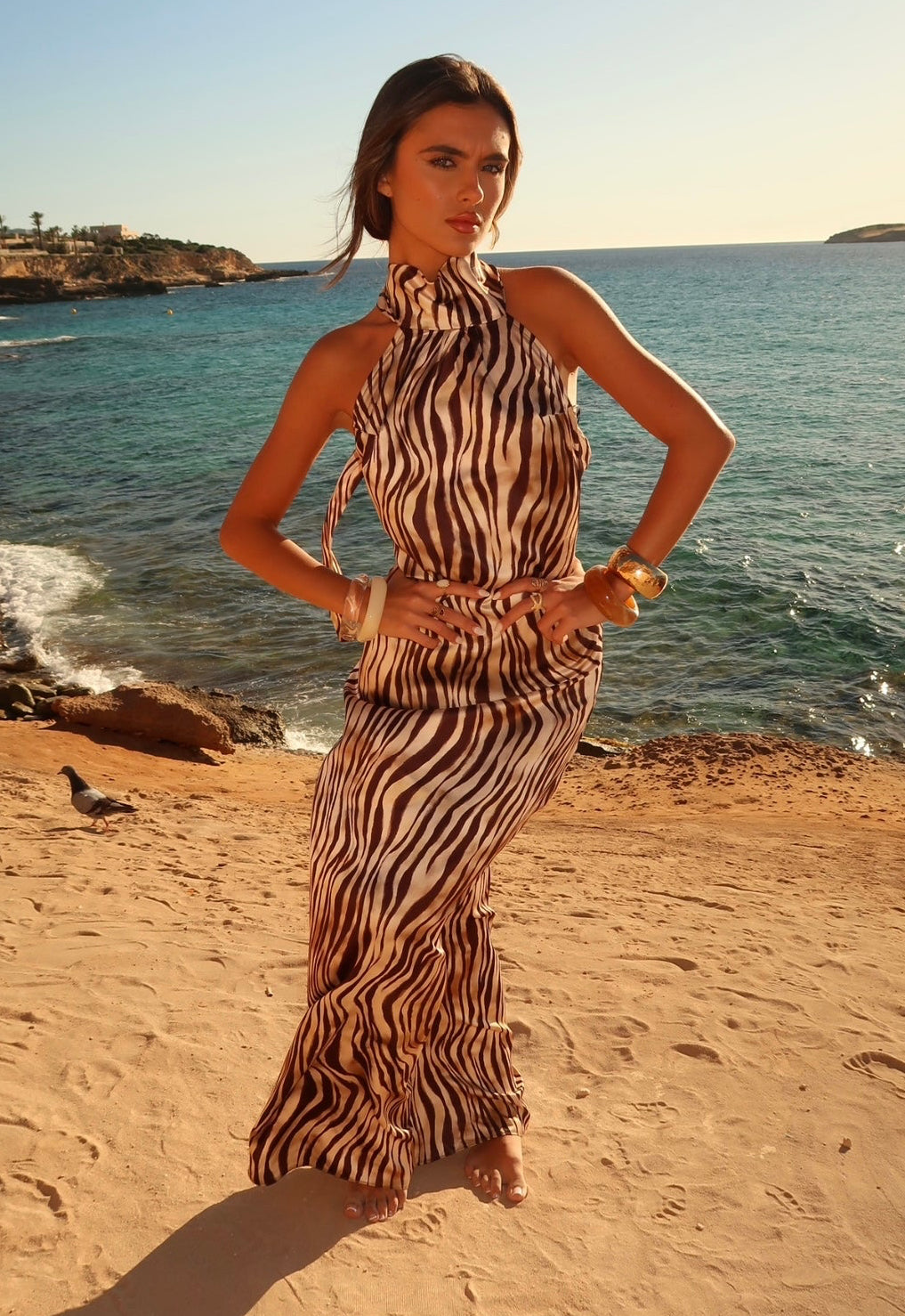 Cavalli Halterneck Maxi Dress - Desert