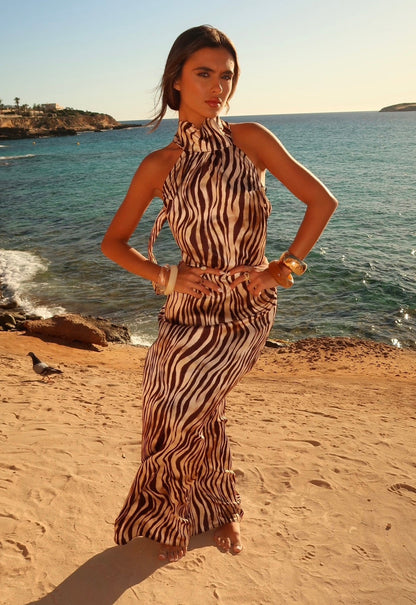 Cavalli Halterneck Maxi Dress - Desert