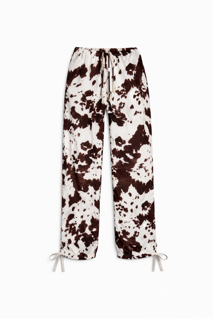 Texas Cow Print Tie Cuff Trousers