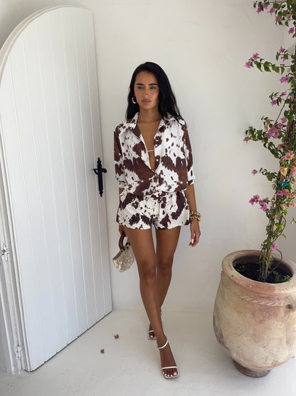Texas Cow Print Shorts Co-Ord