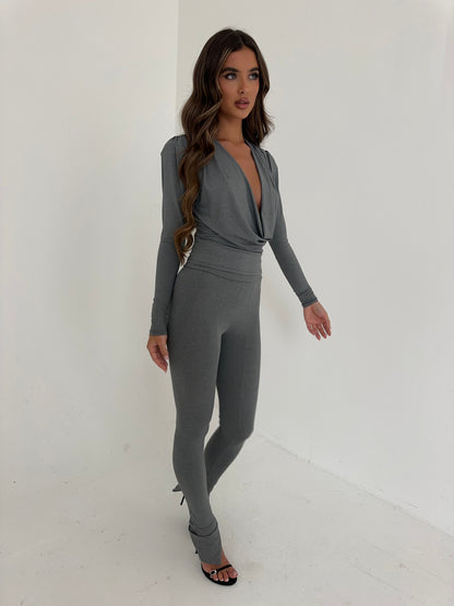 JOLIE Split Hem Leggings - Grey