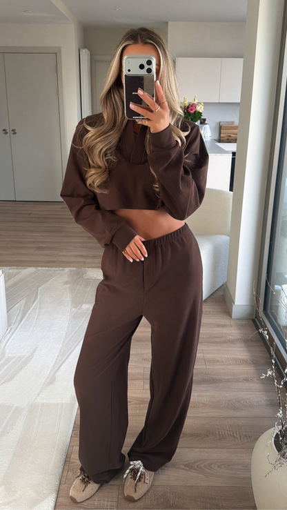 Waffle Lounge Set Tracksuit - Brown