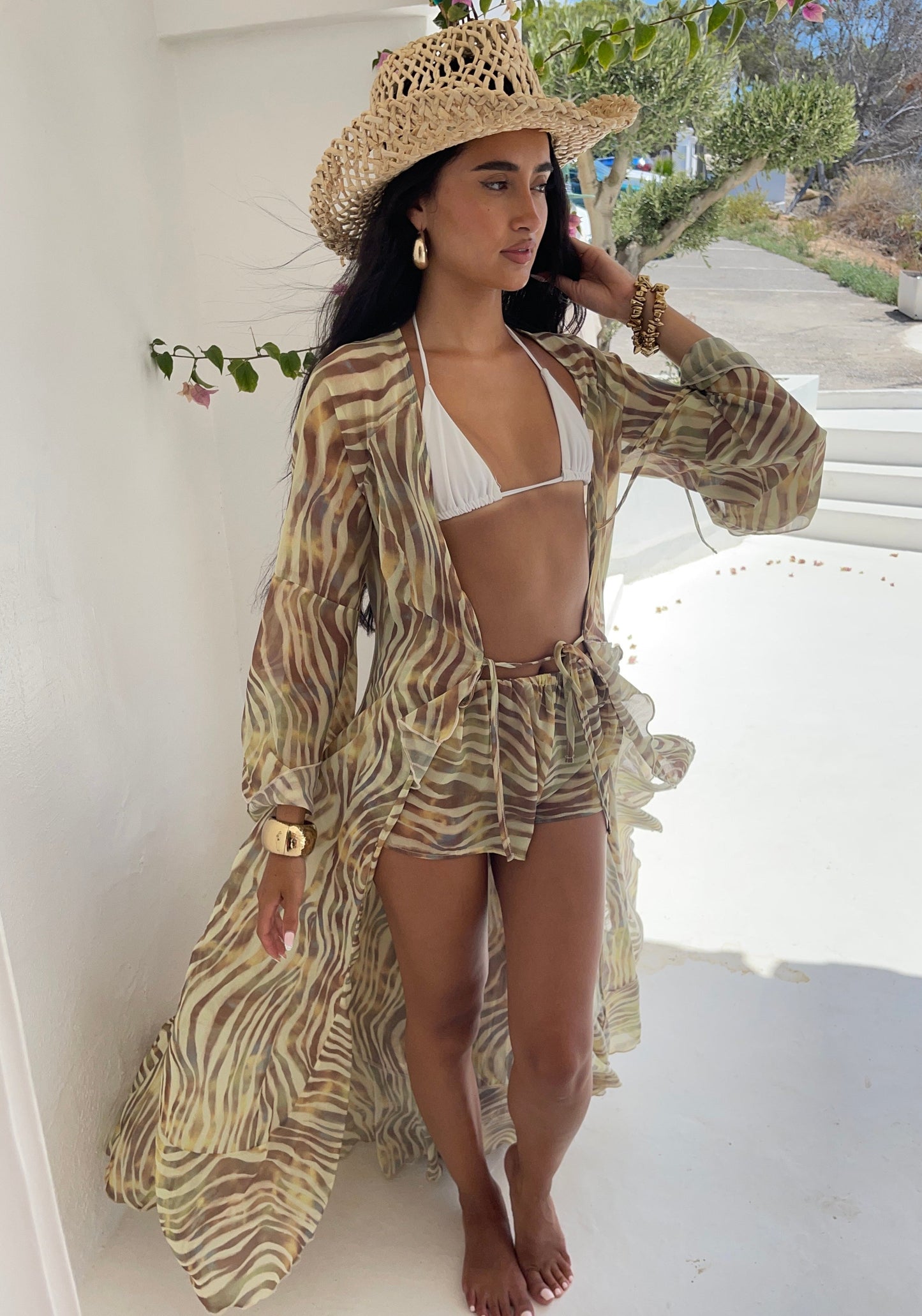 Cello Maxi Kimono/Shorts Co-Ord - Lemon