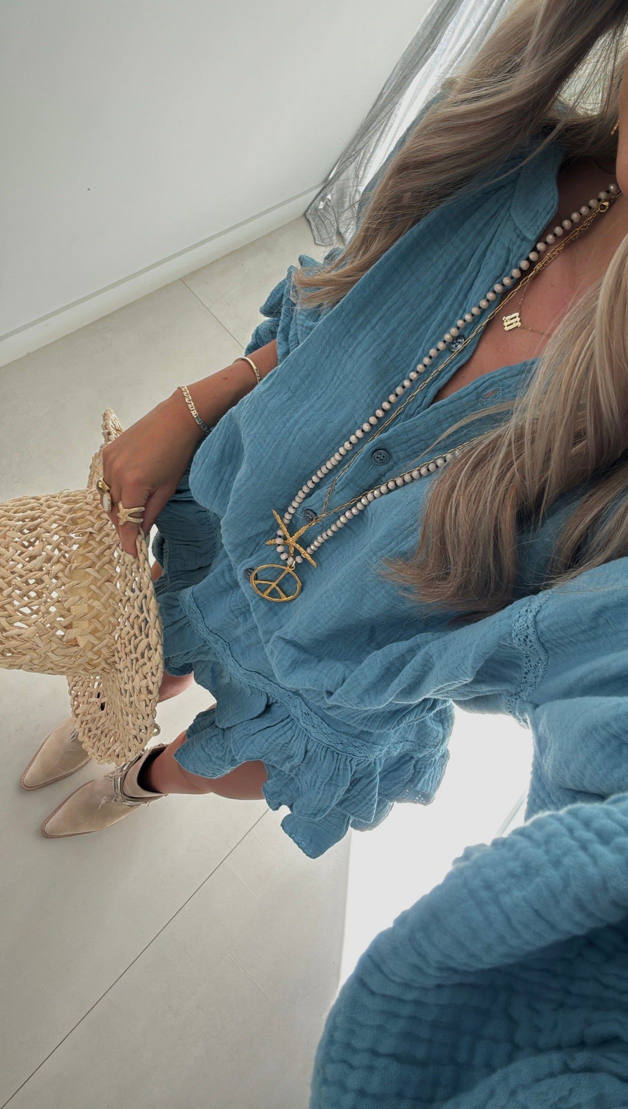 Tulum Frill Shorts Set - Azul