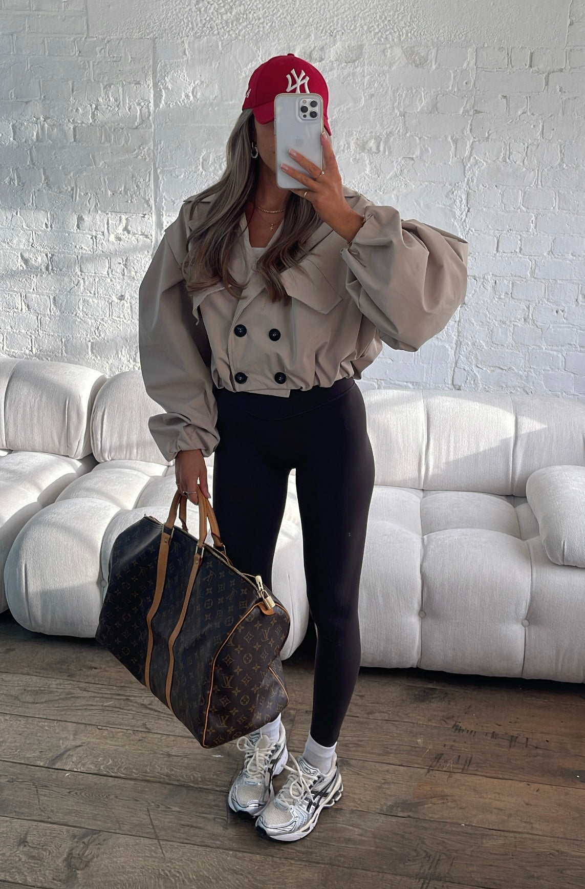 Balloon Sleeve Cropped Trench Jacket - Cream