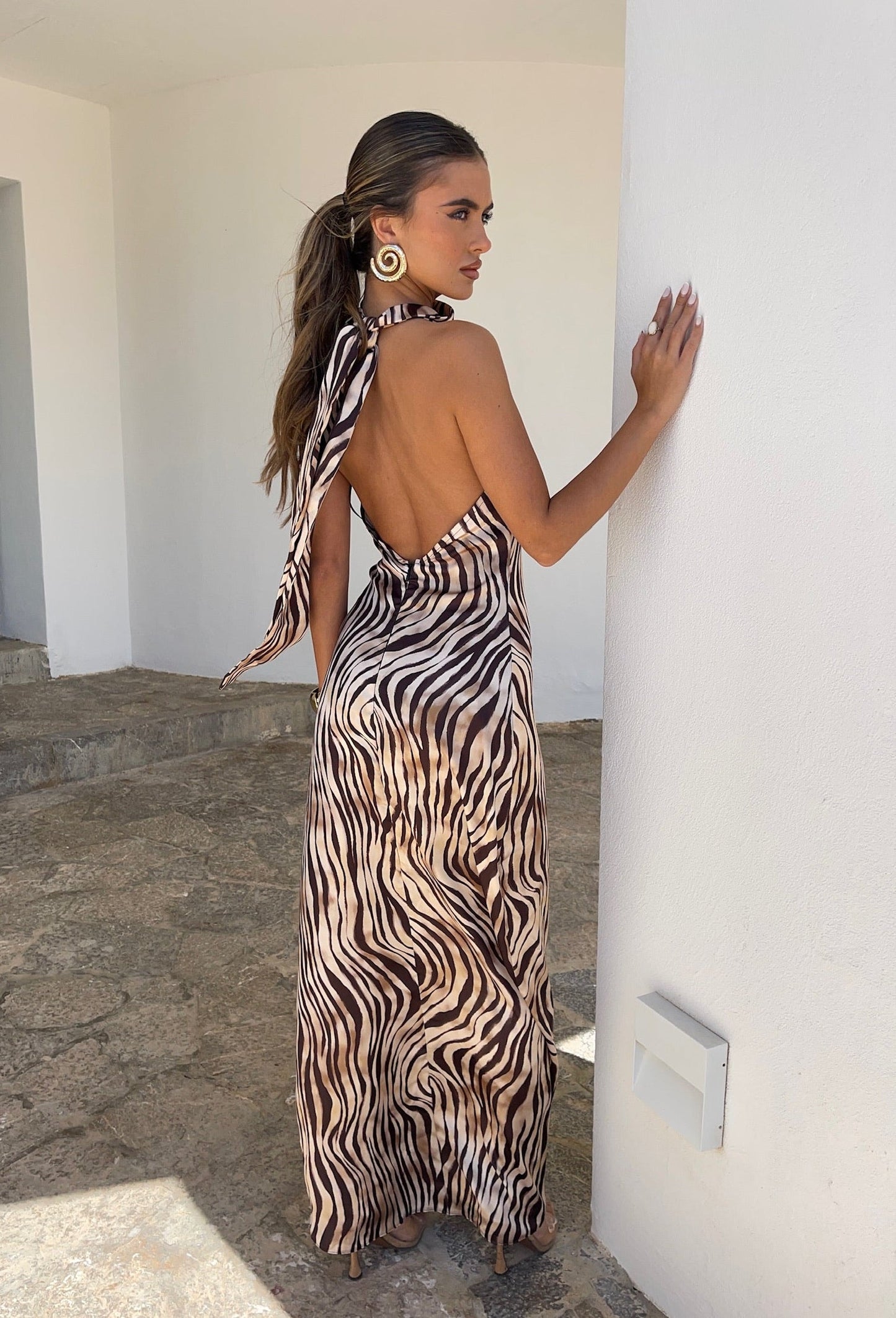 Cavalli Halterneck Maxi Dress - Desert
