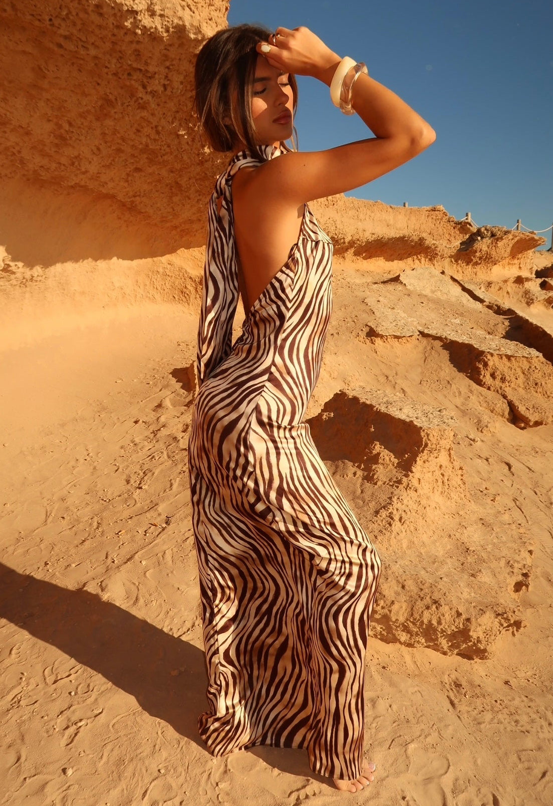 Cavalli Halterneck Maxi Dress - Desert