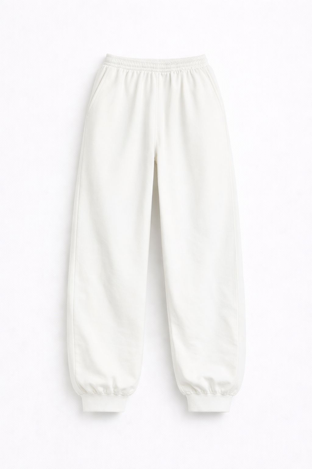 Barrel Leg Relaxed Joggers - White