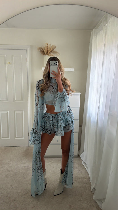 Rhode Ruffle Shorts/Cape Co-Ord - Blue