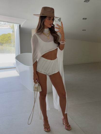 Gia Long Line Cape Top - Ivory