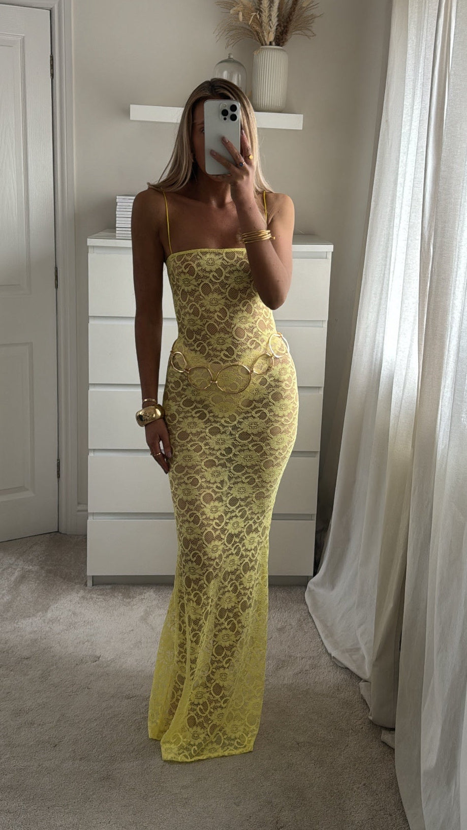 Sorrento Lace Dress - Lemon