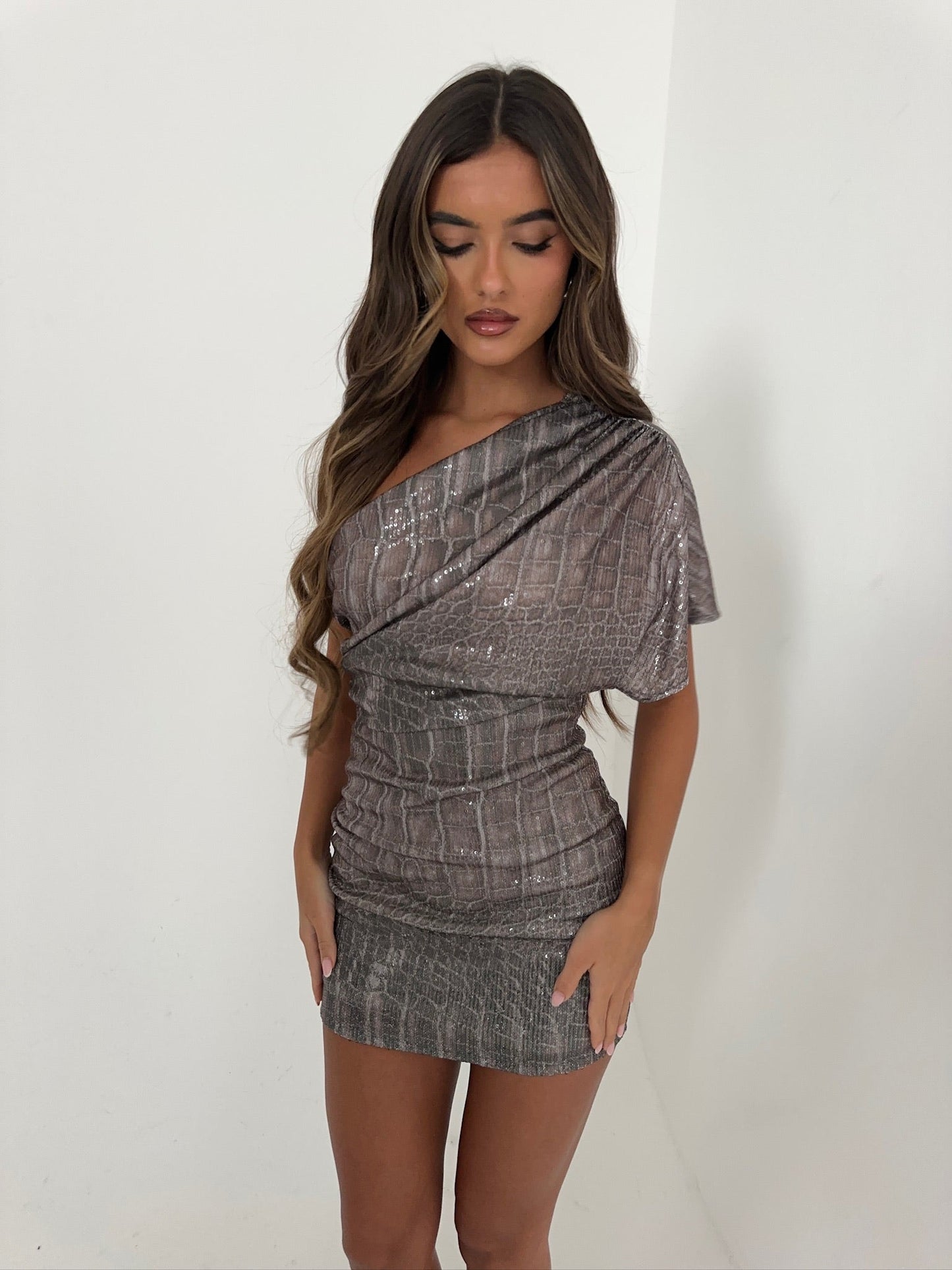 Vivi Sequin Dress - Mink Snake