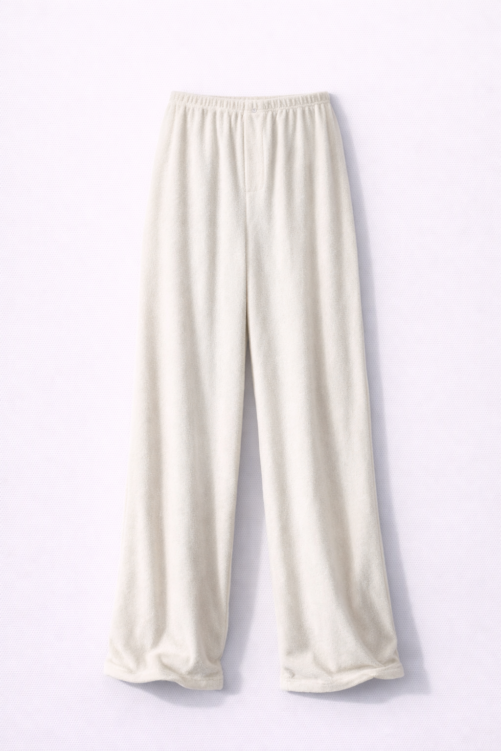 Towelling Loungewear Trousers - Cream