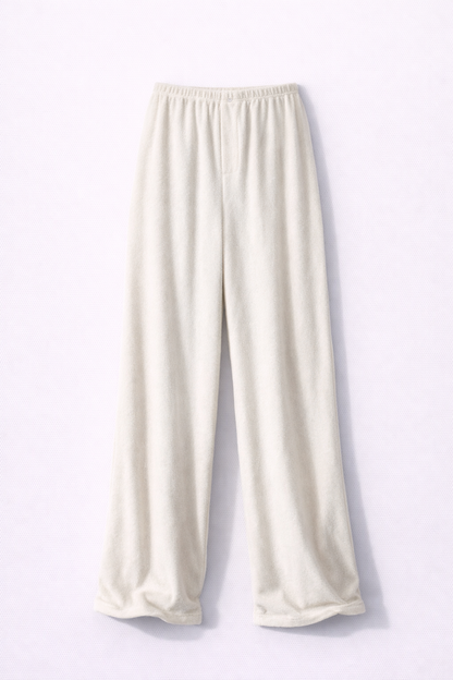 Towelling Loungewear Trousers - Cream
