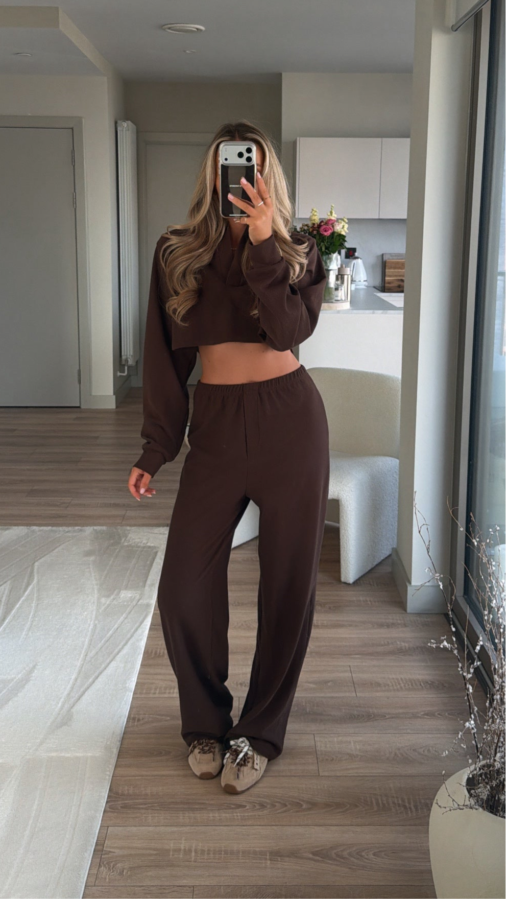 Waffle Lounge Set Tracksuit - Brown