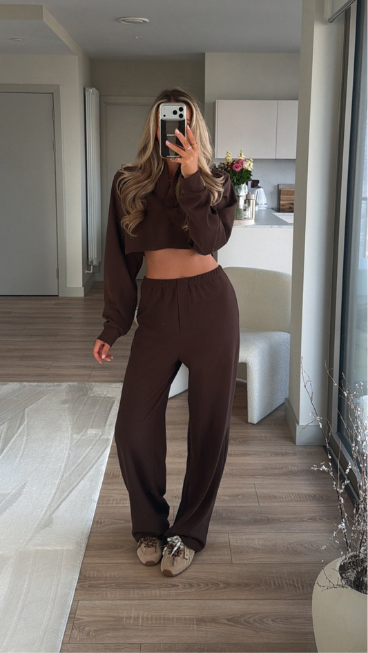 Waffle Lounge Set Tracksuit - Brown