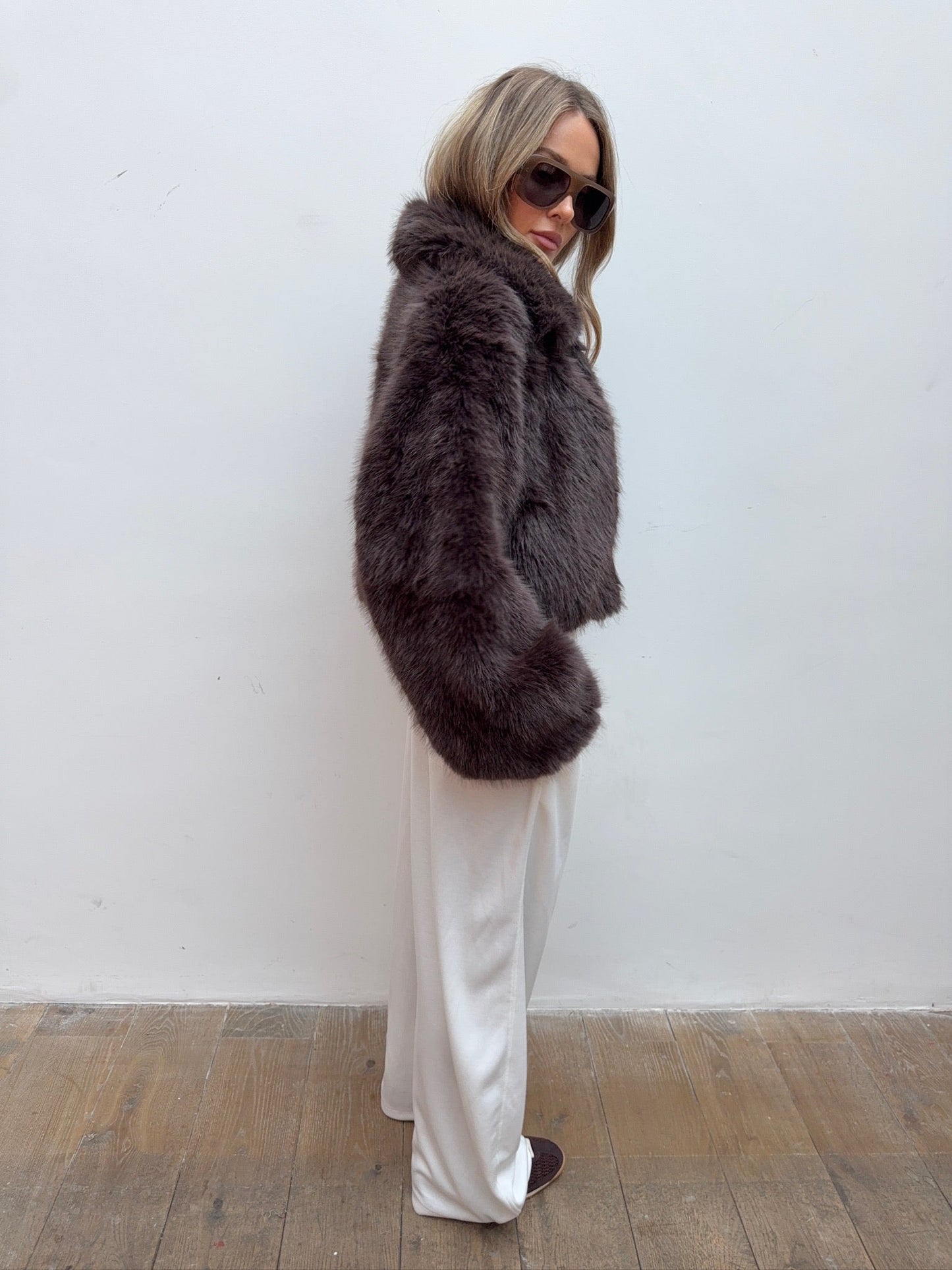 Faux Fur Jacket - Brown