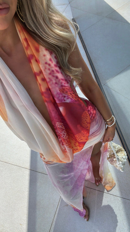 Havana cowl Neck Top/Skirt Co-Ord - Pink