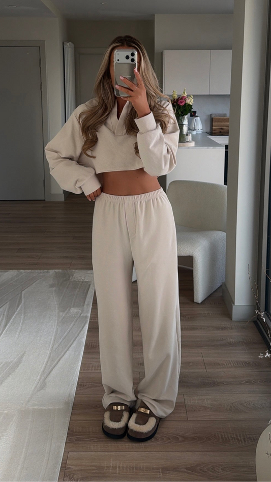 Waffle Lounge Set Tracksuit - Stone