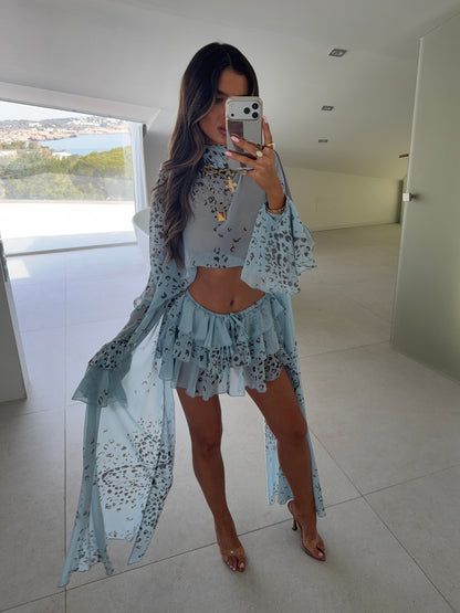 Rhode Ruffle Shorts/Cape Co-Ord - Blue