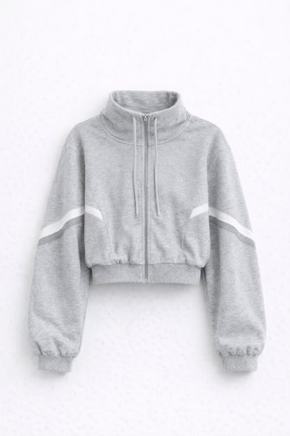 Contrast Funnel Neck Jacket - Grey