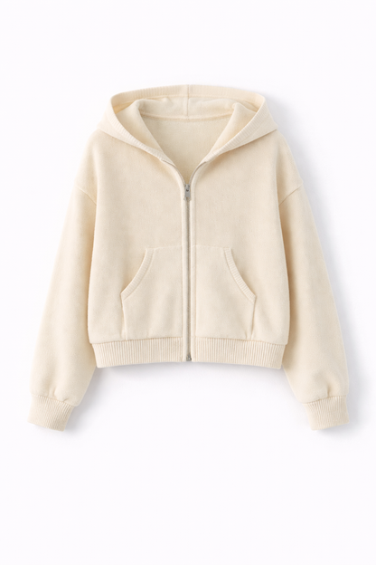 Hooded Knit Tracksuit - Cream