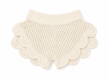 Handmade Ruffle Scalloped Mini Shorts - Ivory