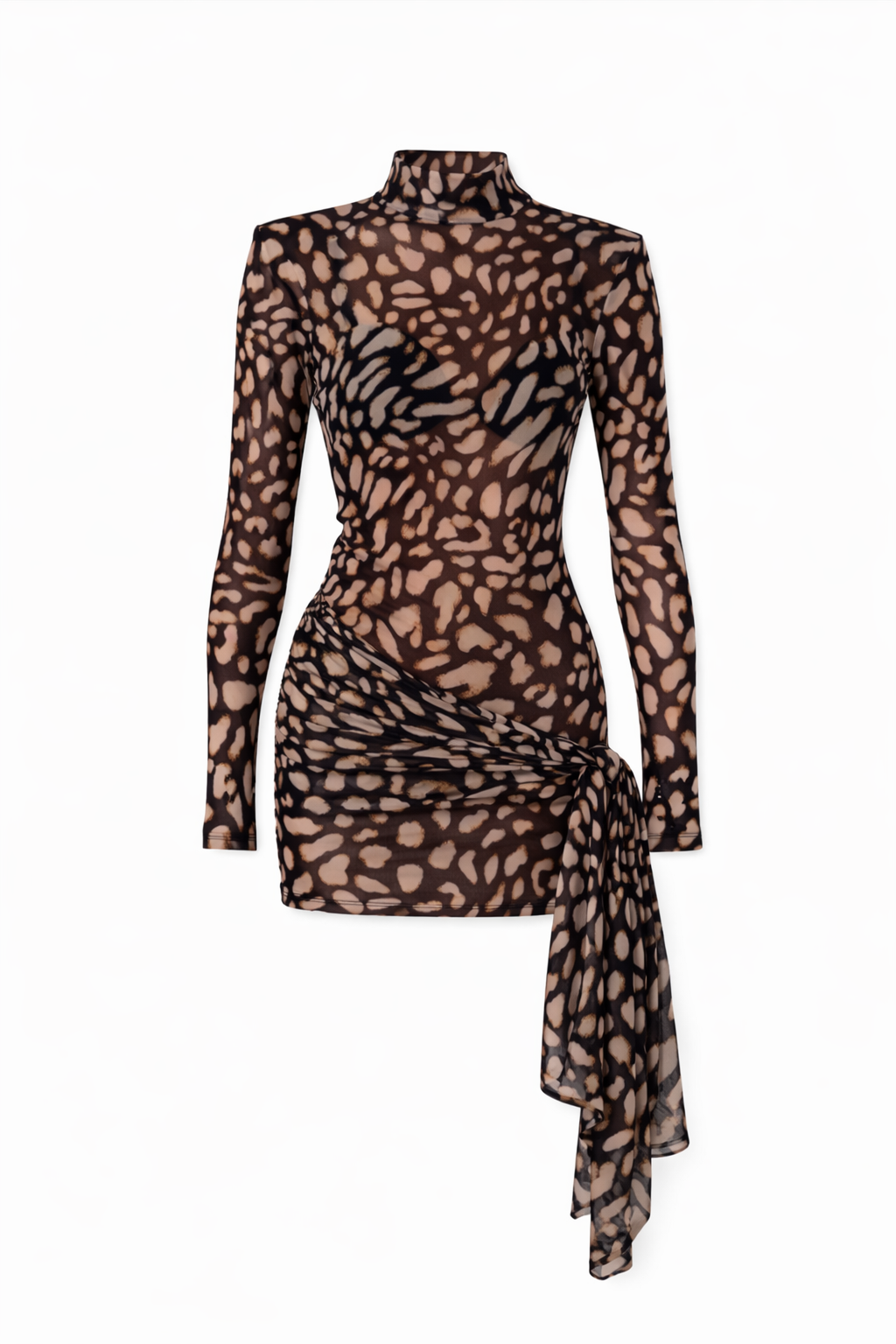 GIANNA Sheer Tie Dress - Pebble