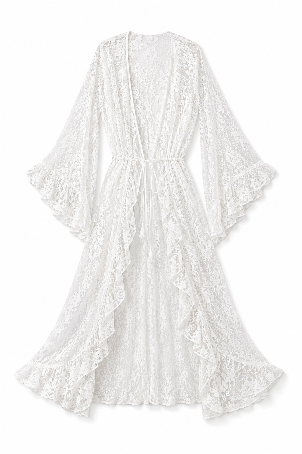 Cello Maxi Kimono/Shorts Co-Ord - Ivory Lace