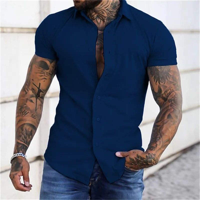 Men's Solid Striped Casual Comfortable Shirt