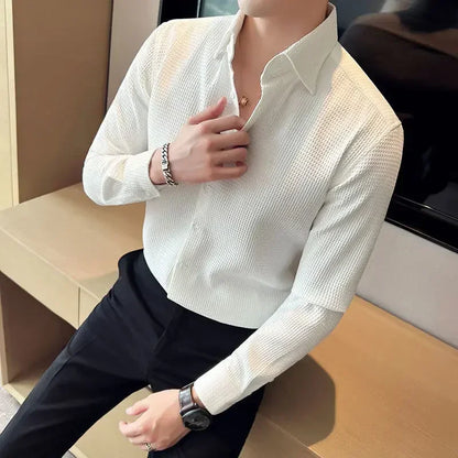 Male Shirts Green Plain Men's Shirt