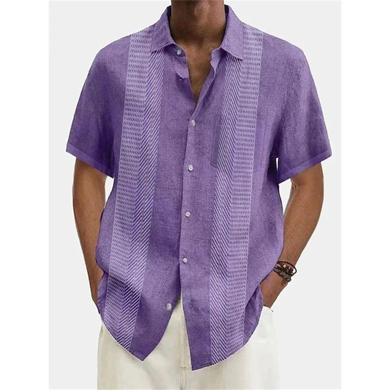 Men's Solid Striped Casual Comfortable Shirt
