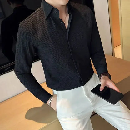 Male Shirts Green Plain Men's Shirt