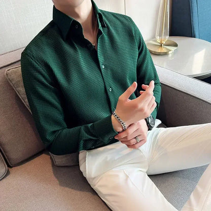 Male Shirts Green Plain Men's Shirt