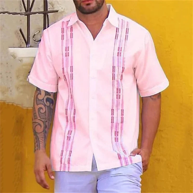 Men's Solid Striped Casual Comfortable Shirt