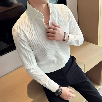 Male Shirts Green Plain Men's Shirt