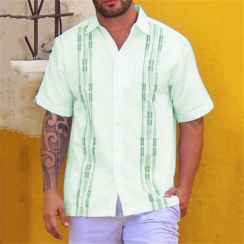 Men's Solid Striped Casual Comfortable Shirt